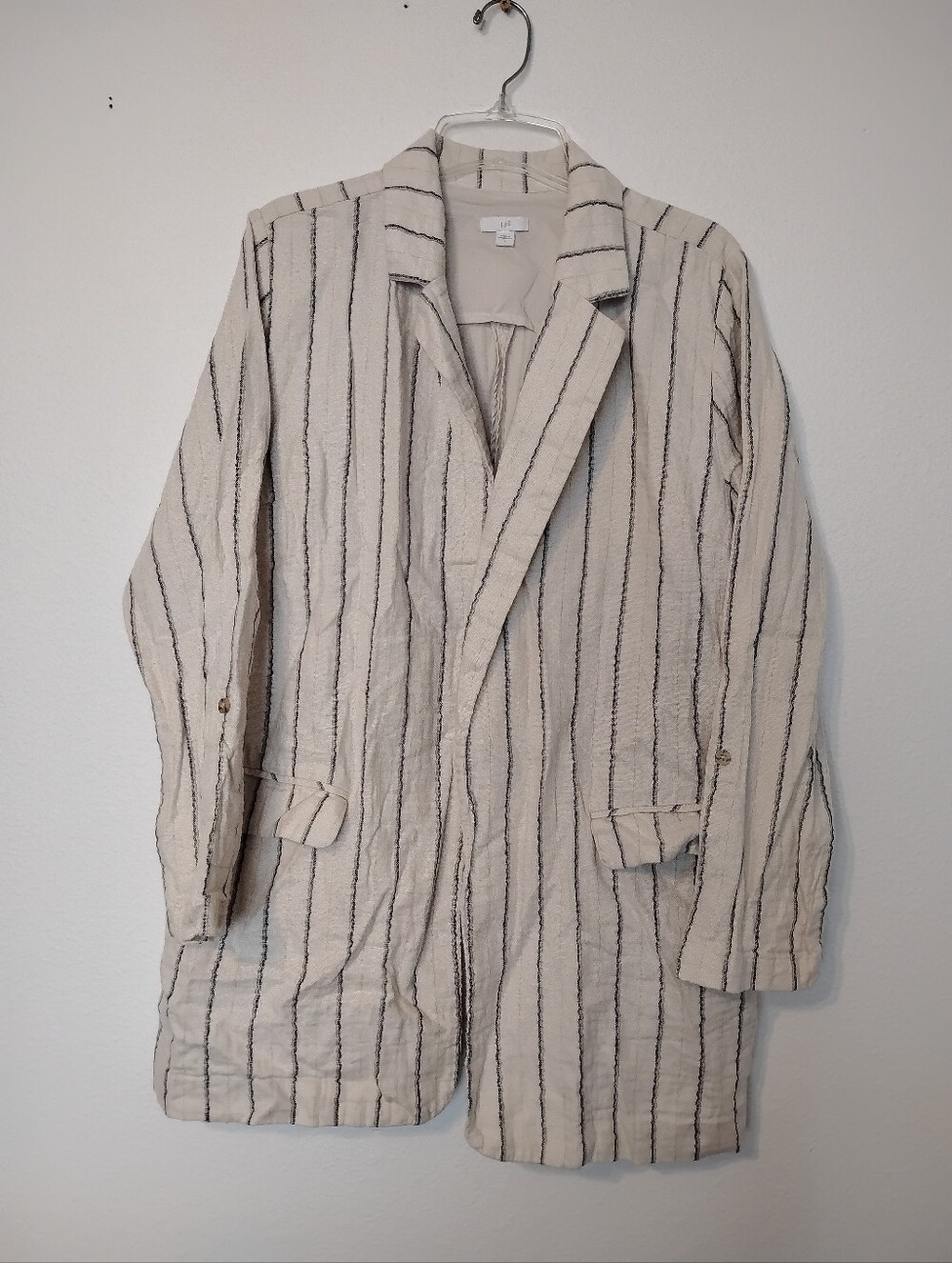 J Jill Linen Blend Pinstripe Blazer